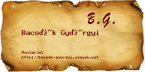 Bacsák Györgyi névjegykártya